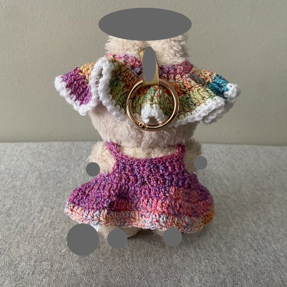 Handmade Crochet Summer Spring Multicoloured Outfit for 17cm Doll 2-Piece Set - Picture 3 of 8